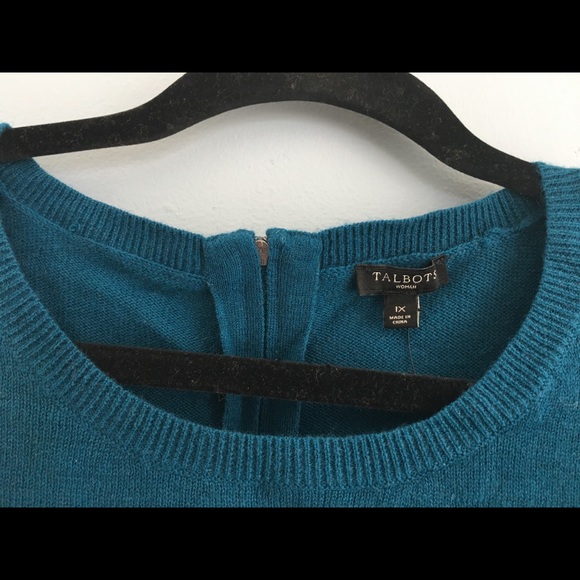 Talbots teal Hedgehog Lambswool blend sweater 1X - Picture 3 of 6